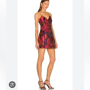 Alice + Olivia Red and Black Floral Dress